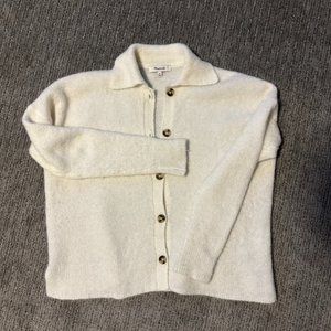 Madewell Merino Wool Button Up White Sweater